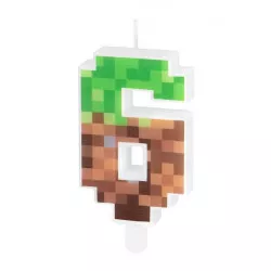 Sviečka Minecraft 7 cm číslo 6 - Party Pal