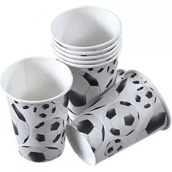 Papierové poháre 250 ml, 8 ks, motív futbalová lopta - tib