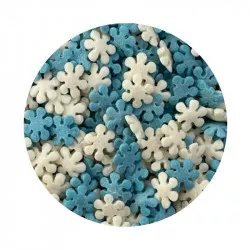 Cukrové zdobenie bielo-modré snehové vločky 1kg - I LOVE CAKES
