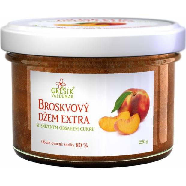 Broskyňový džem extra so zníženým obsahom cukru 220g - Grešík