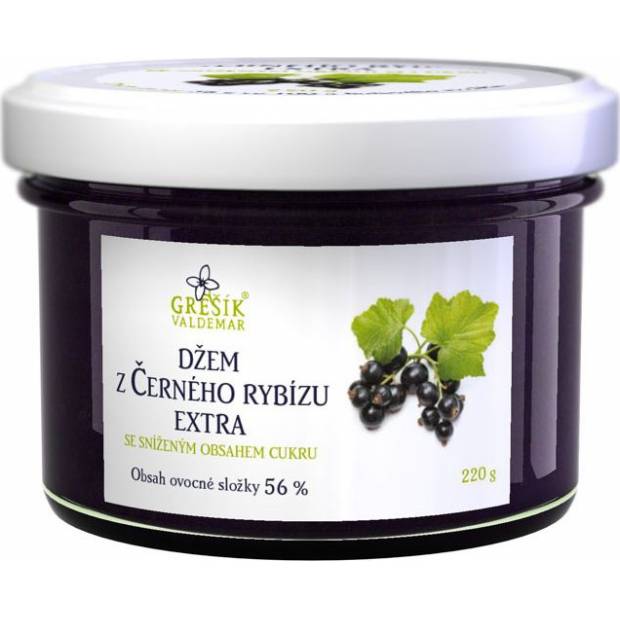 Džem z čiernych ríbezlí extra Znížený obsah cukru 220g - Grešík