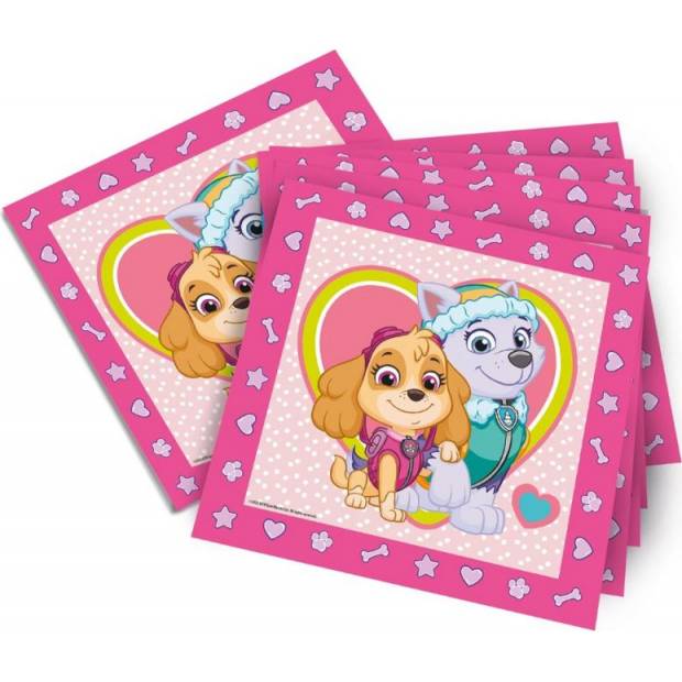 Papierové obrúsky Paw Patrol ružové 33x33cm 20ks - tib