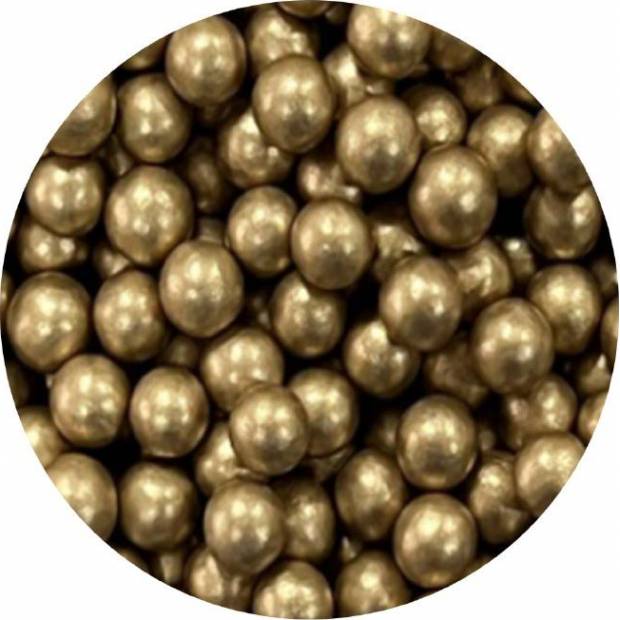Cukrové korálky metalické zlaté 7mm 80g - I LOVE CAKES