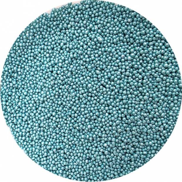 Cukrové korálky metalické tyrkysové 2mm 80g - I LOVE CAKES