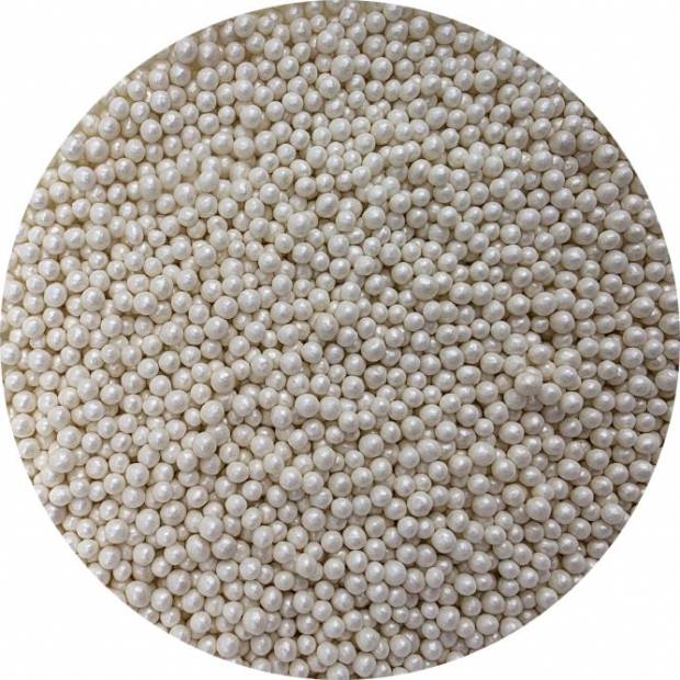 Cukrové korálky metalické biele 3-4mm 80g - I LOVE CAKES