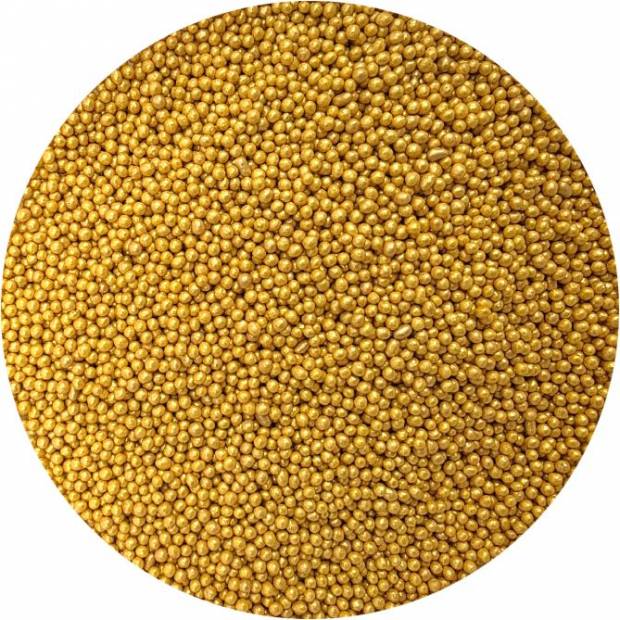 Cukrové korálky metalické zlaté II. 2mm 80g - I LOVE CAKES