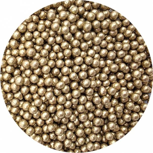 Cukrové korálky metalické zlaté 5mm 80g - I LOVE CAKES