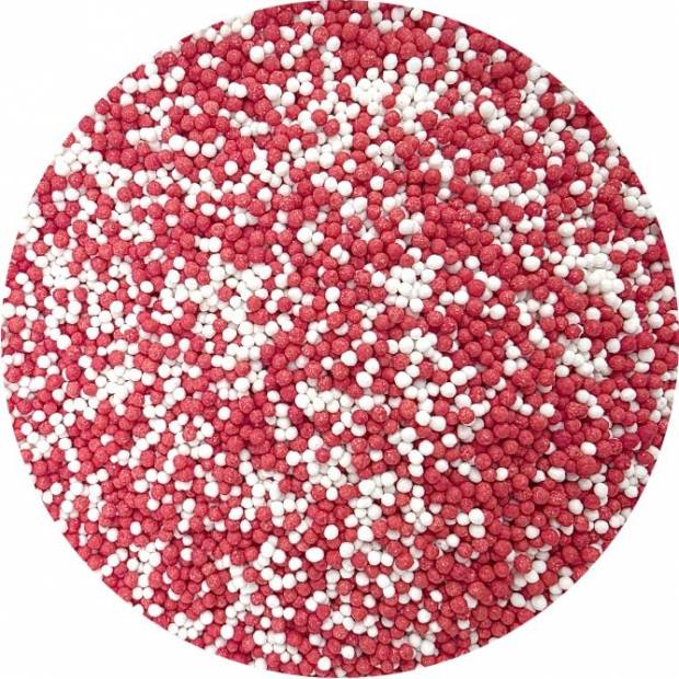 Cukrové korálky červené a biele 80g - I LOVE CAKES