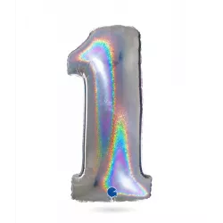 Nafukovací balón číslo 1 hologram102 cm - Grabo
