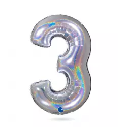 Nafukovací balón číslo 3 hologram102 cm - Grabo