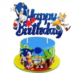 Zápich na tortu „Happy Birthday“ Sonic, 5 ks - Cakesicq