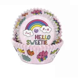 Ružové dúhové košíčky na cupcakes, 50 ks, 50 × 33 mm - House of Marie