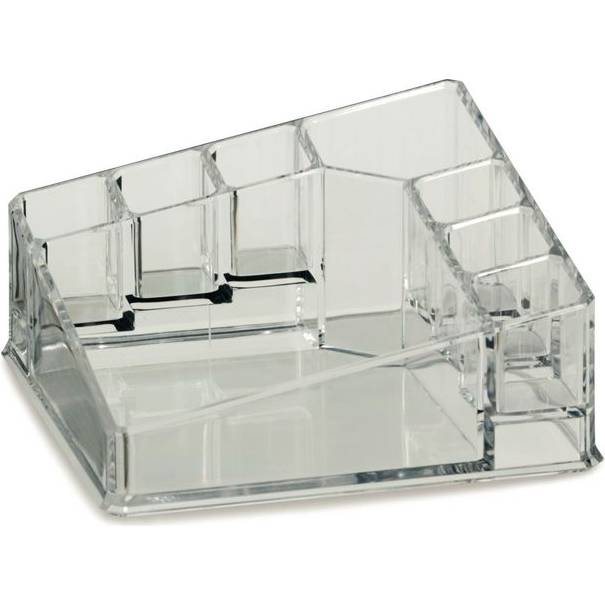 Kozmetická dóza SAFIRA plast, transparent, 14 × 14 × 6,5 cm