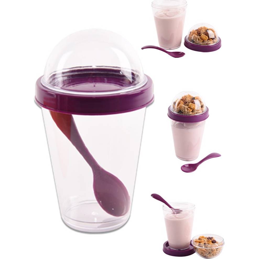Sklenička na jogurt 300ml + 110ml zásobník