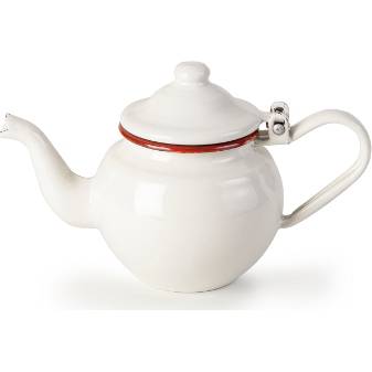 Kanvička na čaj smaltovaná bielo-červená 0,4 l