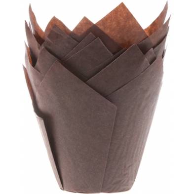 E-shop Hnedé papierové košíčky na mafiny tulipán 200 ks