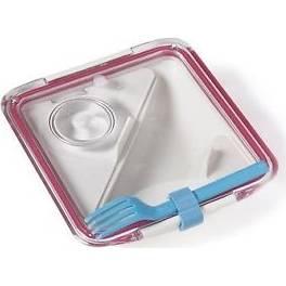 Lunch box BLACK-BLUM Apetit, biely/ružový, modrá vidlička BA002