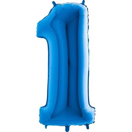 E-shop Nafukovací balónek číslo 1 modrý 102cm extra velký