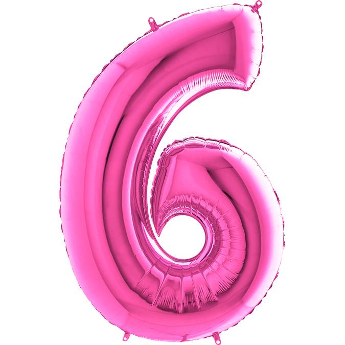 E-shop Nafukovací balónek číslo 6 růžový 102cm extra velký