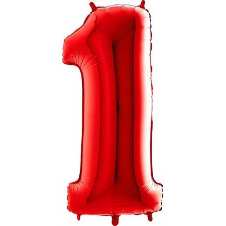 E-shop Nafukovací balónek číslo 1 červený 102cm extra velký