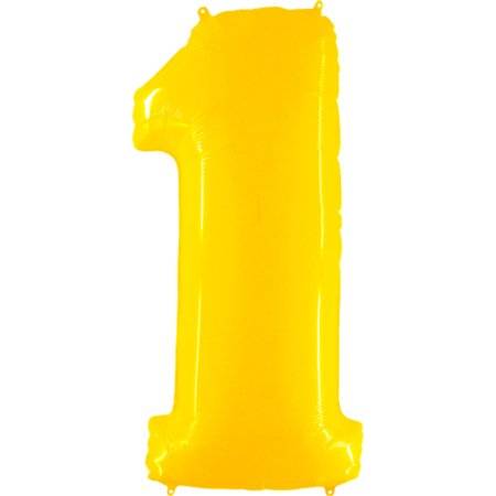 E-shop Nafukovací balónek číslo 1 žlutý 102cm extra velký