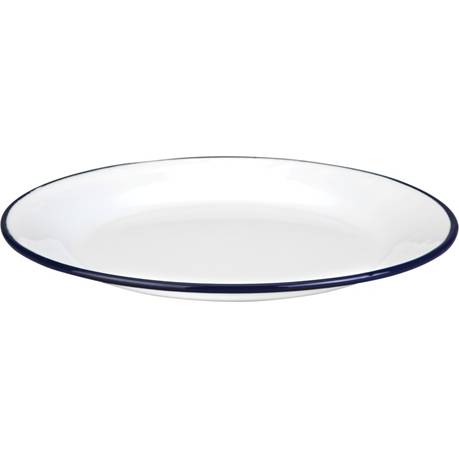 E-shop Smaltovaný talíř mělký 22sm modrý okraj