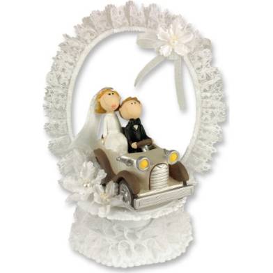 E-shop Svatební figurka na dort 1ks svatba v autě 220mm