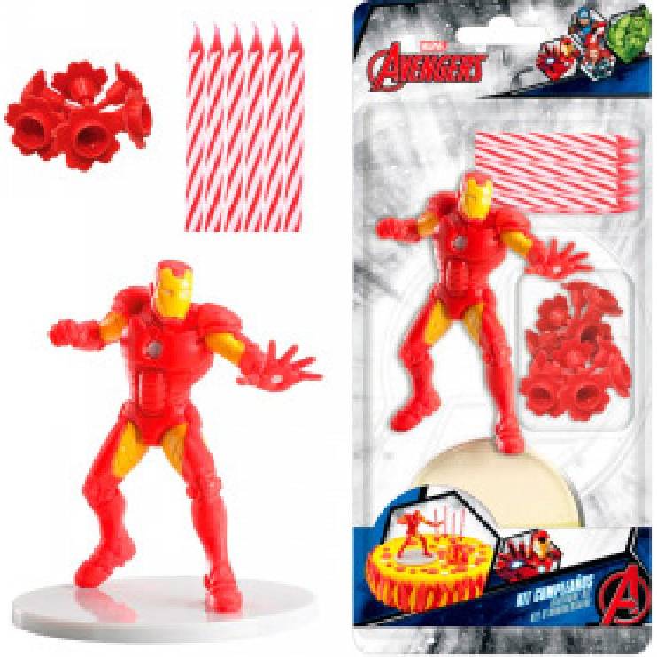 E-shop Figurka na dort Iron Man a červené svíčky