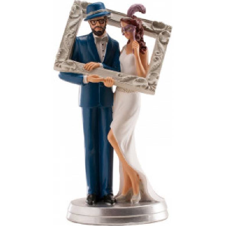 E-shop Svatební figurka na dort 18cm v rámu obrazu