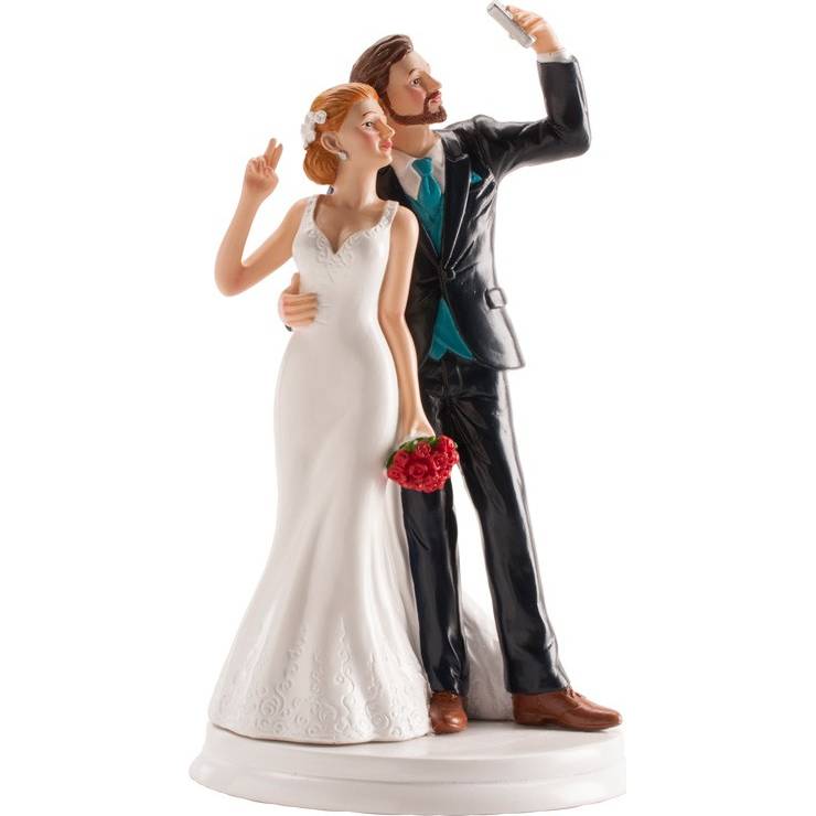E-shop Svatební figurka na dort 20cm SELFIE