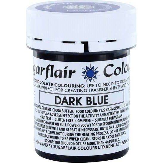 Barva do čokolády na bázi kakaového másla Sugarflair Dark Blue (35 g)