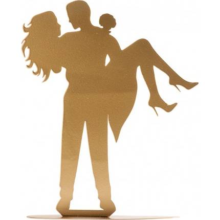 E-shop Plechová silueta na dort zlatá barva novomanželé
