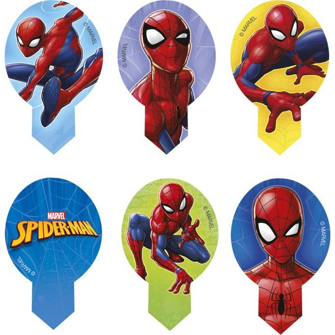 E-shop Jedlý papír zápich na muffiny Spiderman 10ks, 6,5 x 4 cm