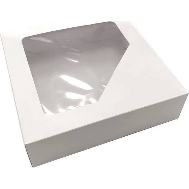 E-shop Krabice na zákusky bílá s okénkem (22 x 22 x 6 cm)