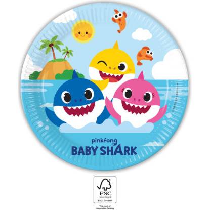 E-shop Papírový talíř na párty 23cm Baby Shark