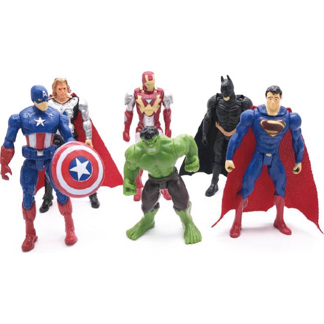 E-shop Figurky na dort Avengers, 6 ks, Iron man, Superman, Kapitán America, Hulk, Batman a Thor