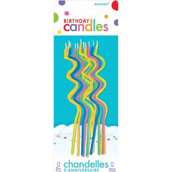 E-shop Narozeninové svíčky 12ks barevné kroucené 12,7cm
