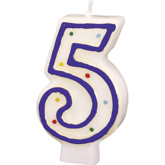 E-shop Narozeninová svíčka 7,3cm s puntíčky číslo 5