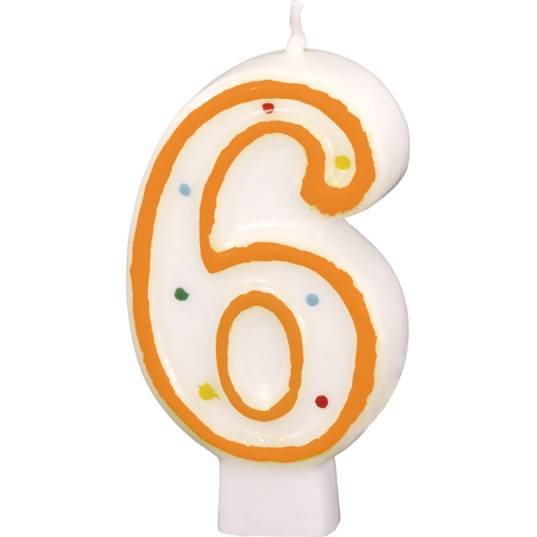 E-shop Narozeninová svíčka 7,3cm s puntíčky číslo 6