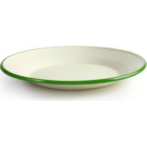 E-shop Smaltovaná talíř se zeleným okrajem 22cm