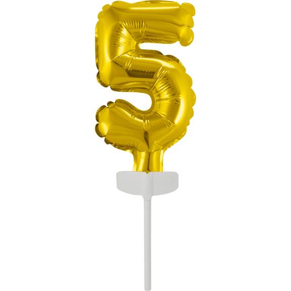 E-shop Fóliový balónek zlatý mini - zápich do dortu číslo 5