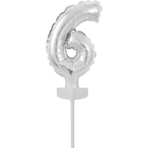 E-shop Fóliový balónek stříbrný mini - zápich do dortu číslo 6