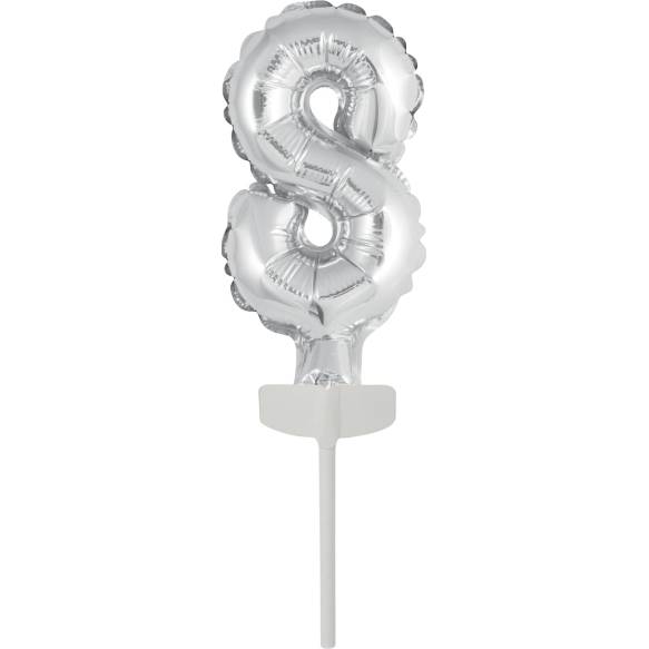 E-shop Fóliový balónek stříbrný mini - zápich do dortu číslo 8