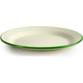 E-shop Smaltovaná talíř se zeleným okrajem 26cm