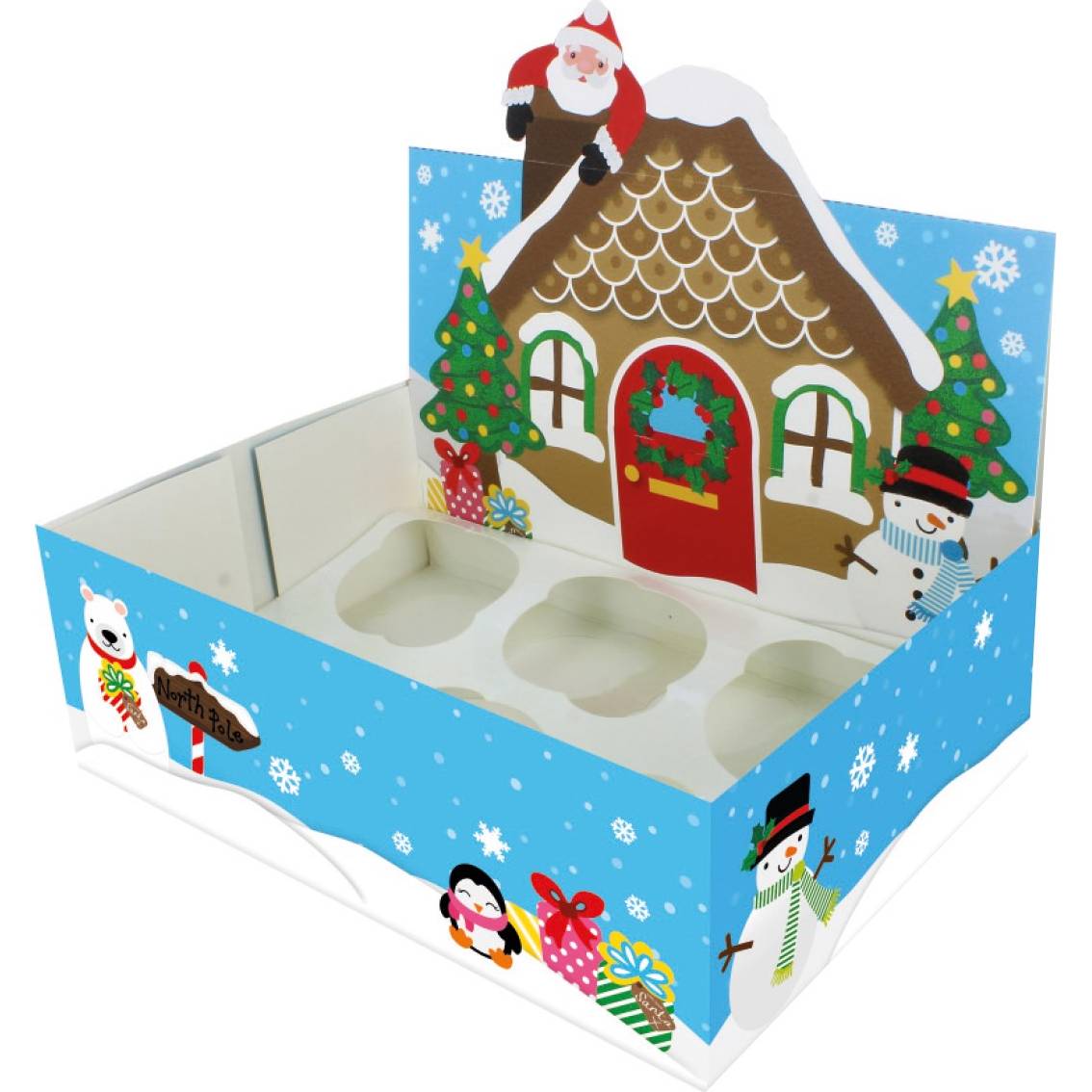 E-shop Vánoční krabička na mufinny na 6/12 muffinů vánoční dům 1ks