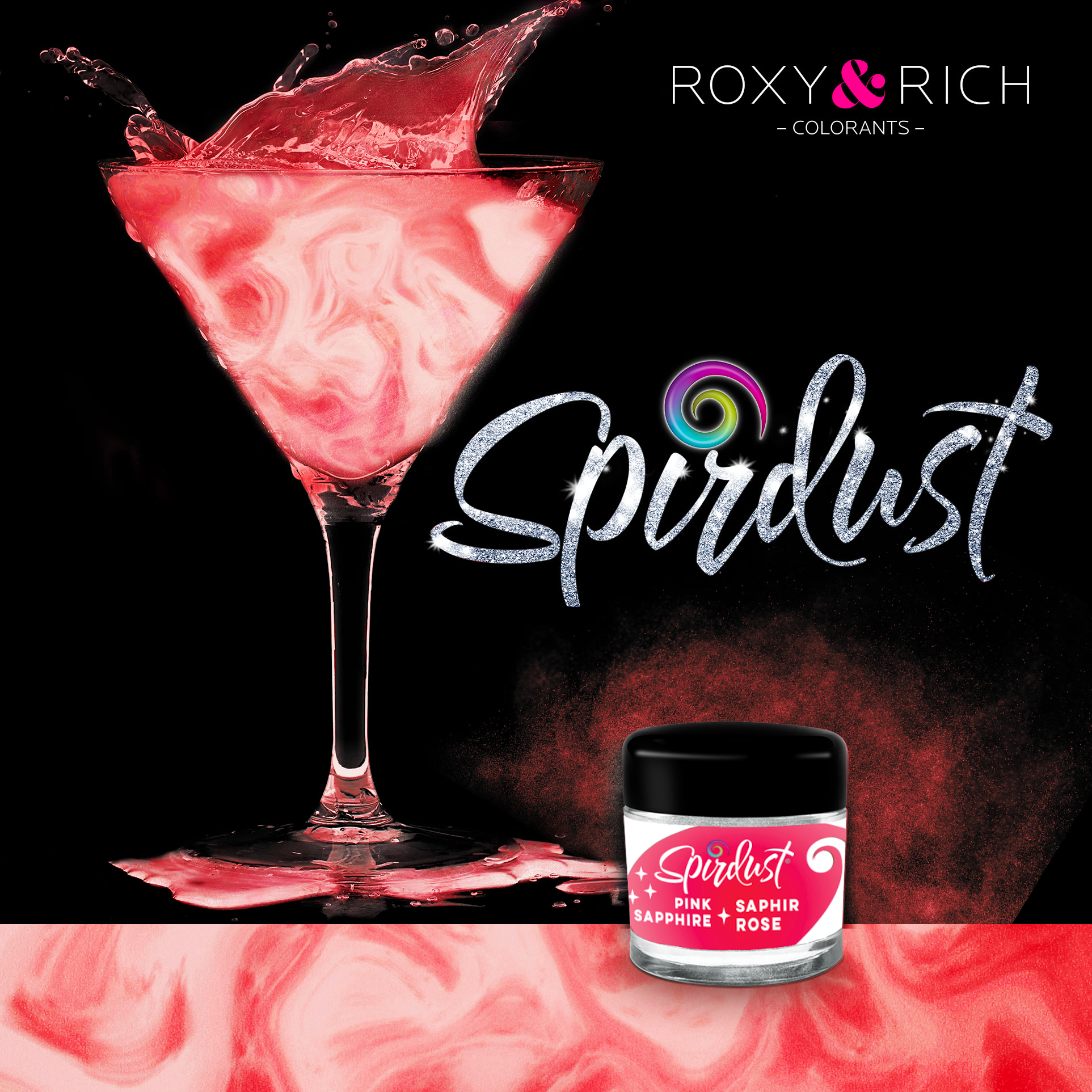 E-shop Metalická barva do nápojů Spirdust růžový safír 1,5g
