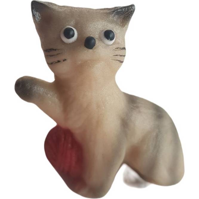 E-shop Marcipánová figurka hrající si kočička, 50g šedá